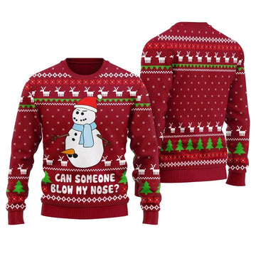 Can Someone Snowman Blow My Nose Ugly Christmas Sweater Red – Moonbestprint