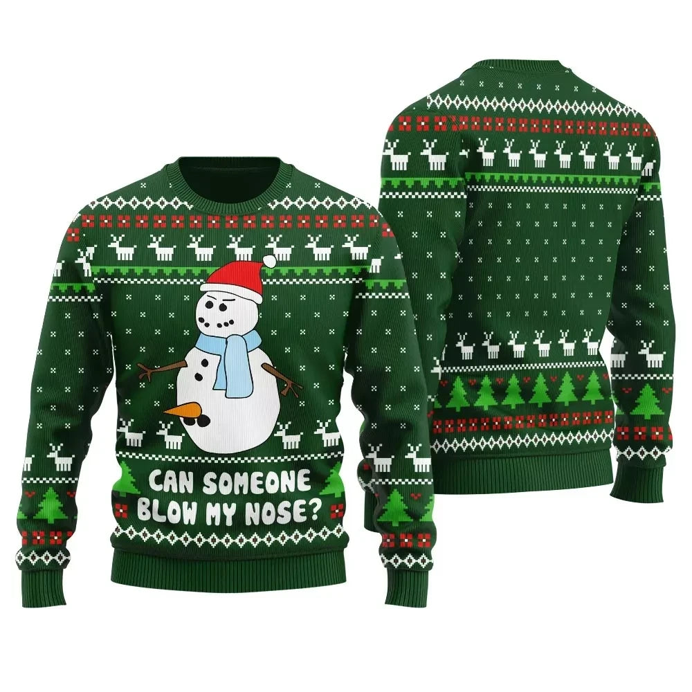 Can Someone Snowman Blow My Nose Ugly Christmas Sweater Green – Moonbestprint