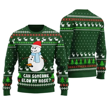 Can Someone Snowman Blow My Nose Ugly Christmas Sweater Green – Moonbestprint