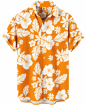 Tropical Hibiscus Hawaiian Shirt – Orange and White Floral – Moonbestprint