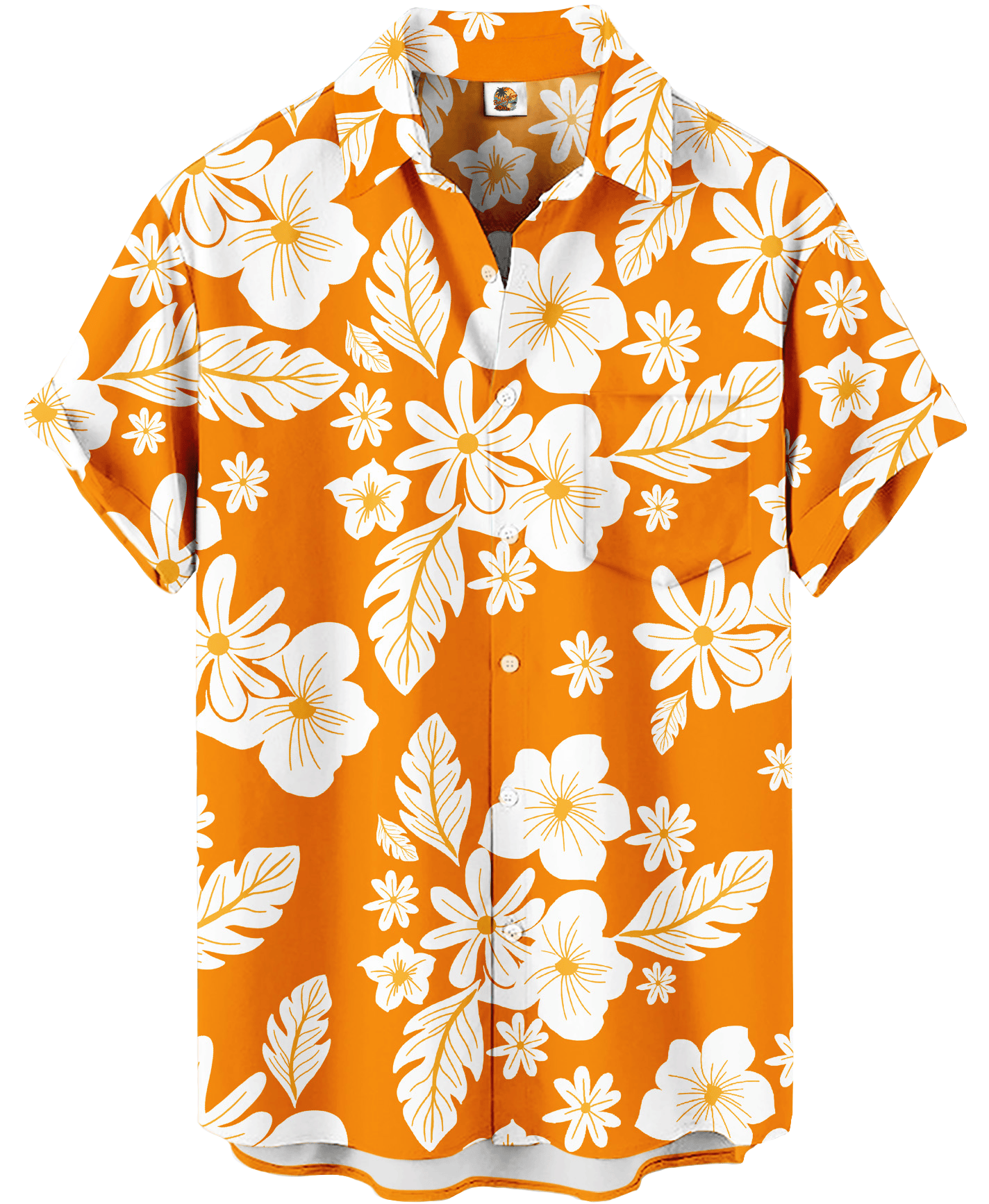Tropical Hibiscus Hawaiian Shirt – Orange and White Floral – Moonbestprint