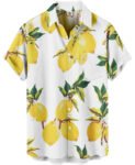 White Lemon Print Hawaiian Shirt – – Moonbestprint