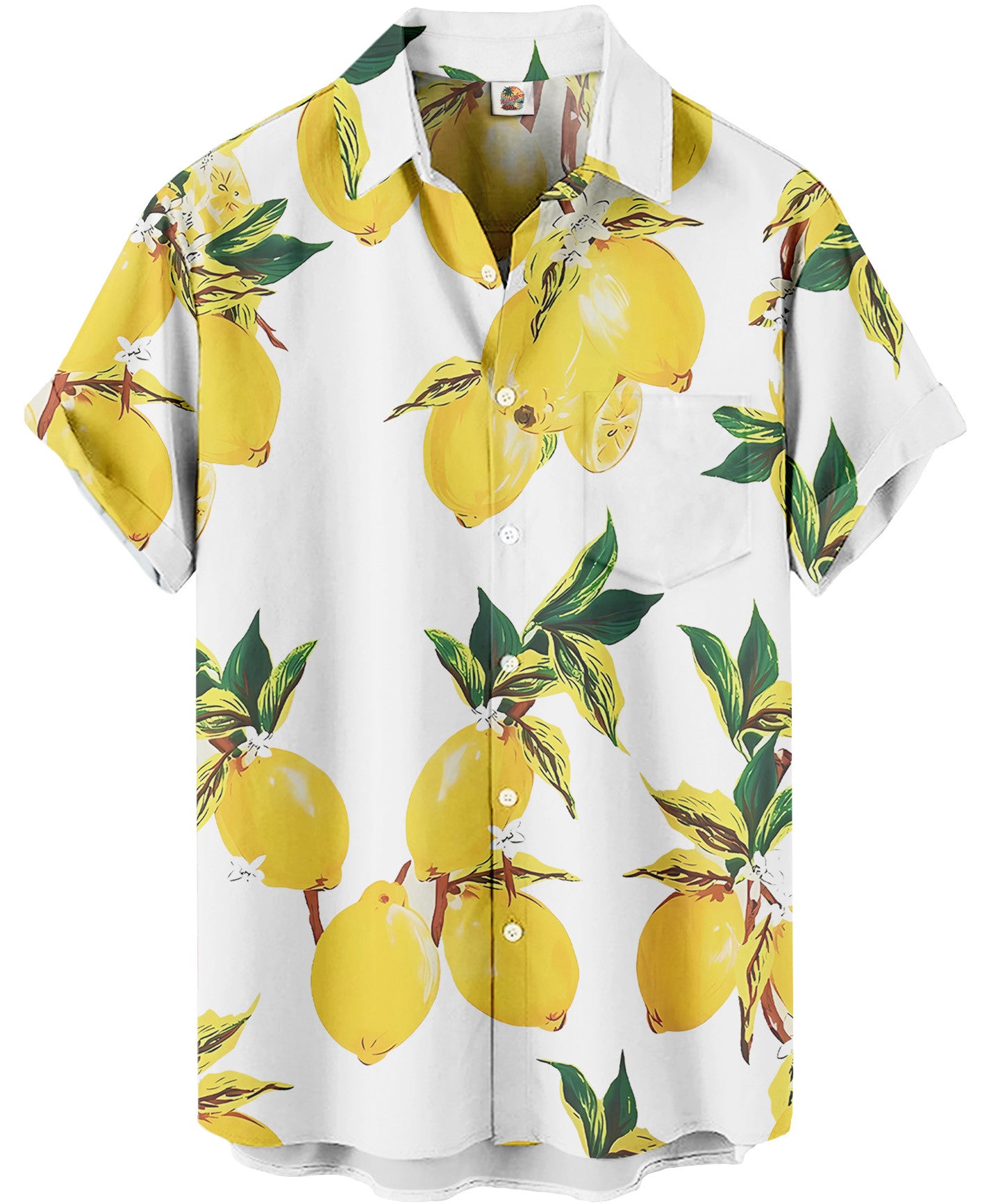 White Lemon Print Hawaiian Shirt – – Moonbestprint