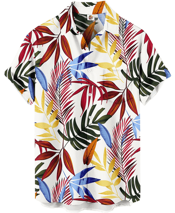 Palm Leaves Hawaiian Shirt – White Tropical – Moonbestprint