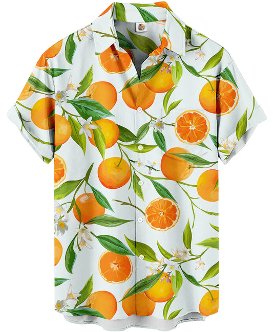Orange Citrus Hawaiian Shirt – Light Blue - Moonbestprint