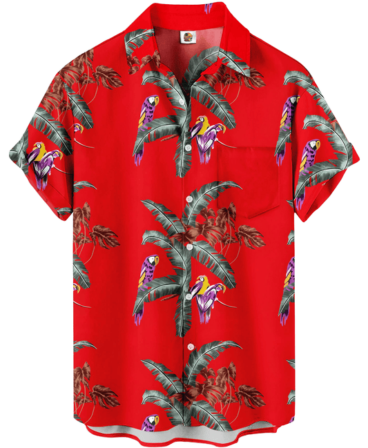 Tropical Parrot Hawaiian Shirt – Red – Moonbestprint