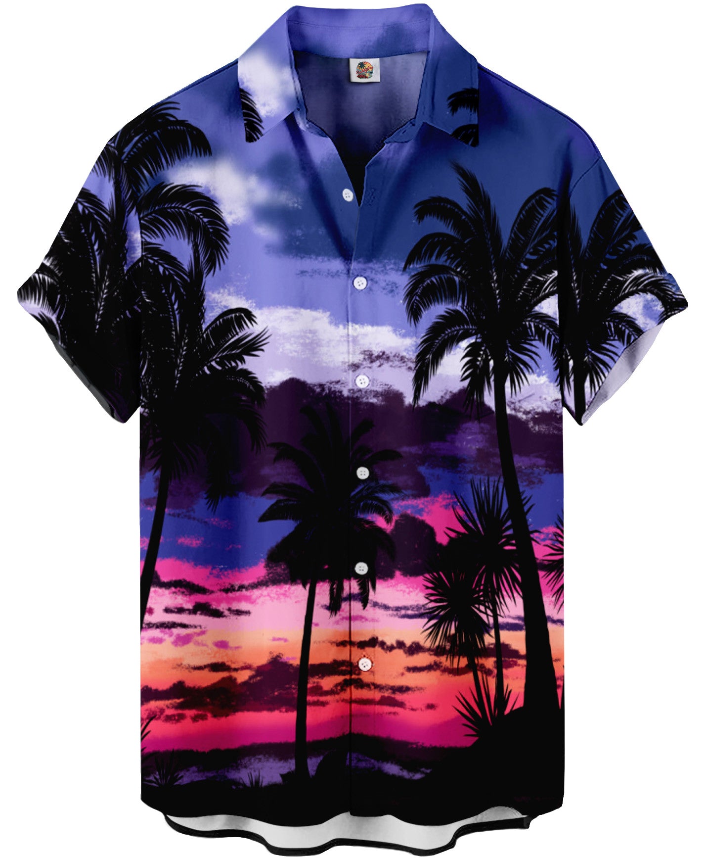 Palm Tree Sunset Hawaiian Shirt – Blue and Purple – Moonbestprint