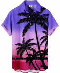 Palm Tree Hawaiian Shirt – Purple Sunset Gradient – Moonbestprint