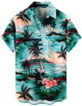 Turquoise Tropical Palm Beach Hawaiian Shirt – Summer Aloha – Moonbestprint