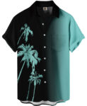 Black and Turquoise Palm Tree Hawaiian Shirt – – Moonbestprint