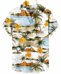 Palm Trees and Hibiscus Hawaiian Shirt – White Tropical – Moonbestprint