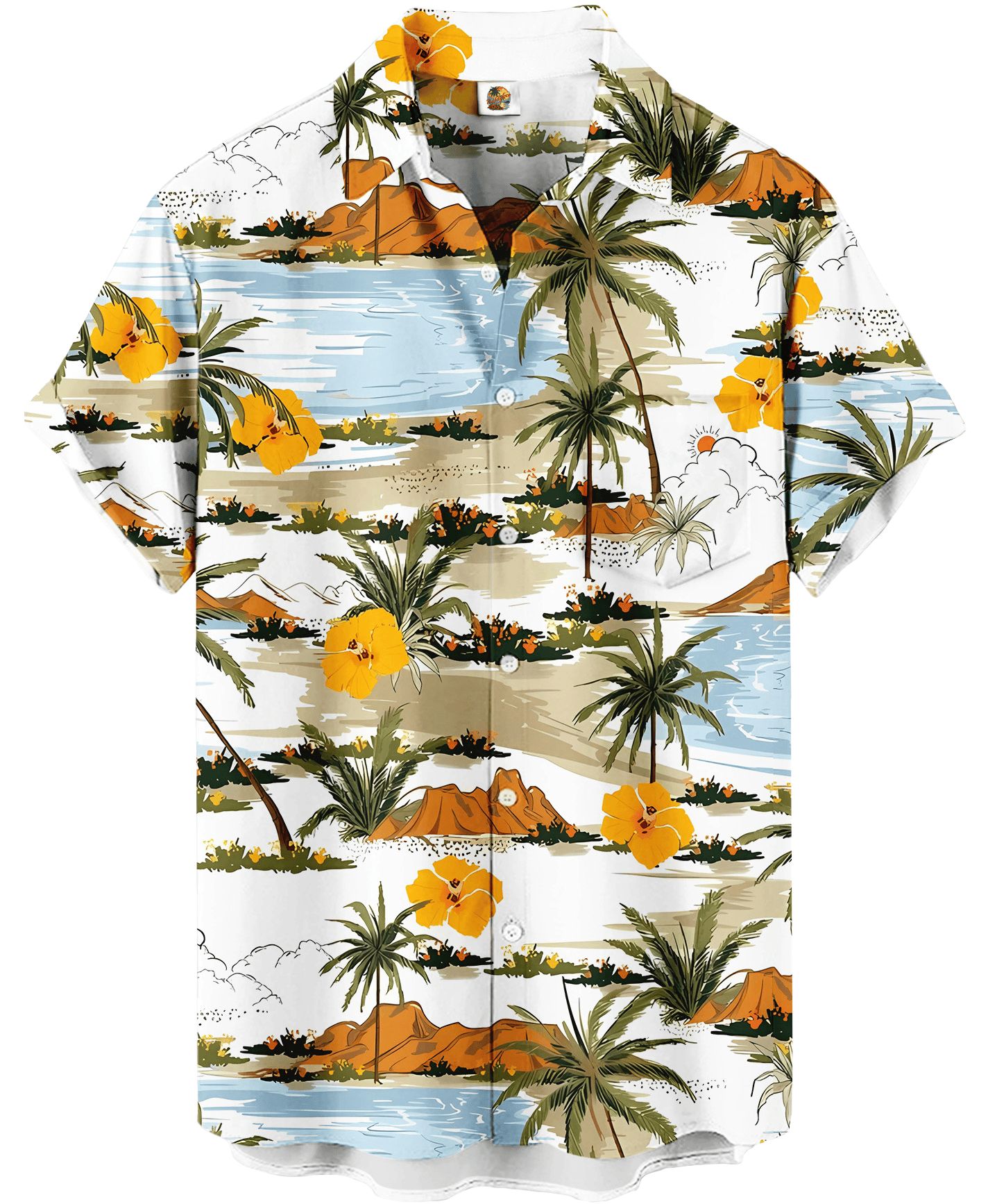 Palm Trees and Hibiscus Hawaiian Shirt – White Tropical – Moonbestprint