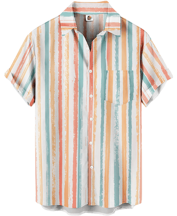 Pastel Striped Hawaiian Shirt – Casual Summer Fit – Moonbestprint
