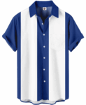 Color Block Hawaiian Shirt – Blue and White – Moonbestprint