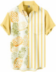 Pineapple Hawaiian Shirt – Yellow and White Stripe – Moonbestprint
