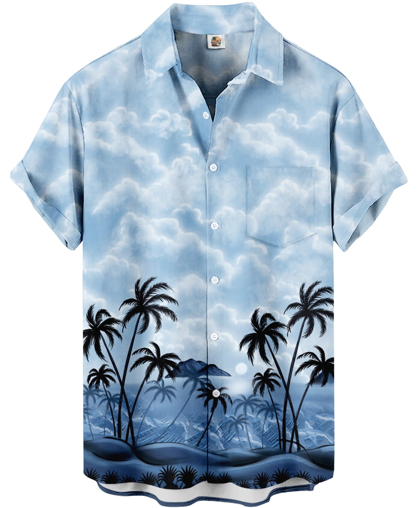 Tropical Beach Hawaiian Shirt – Light Blue Palm Tree – Moonbestprint