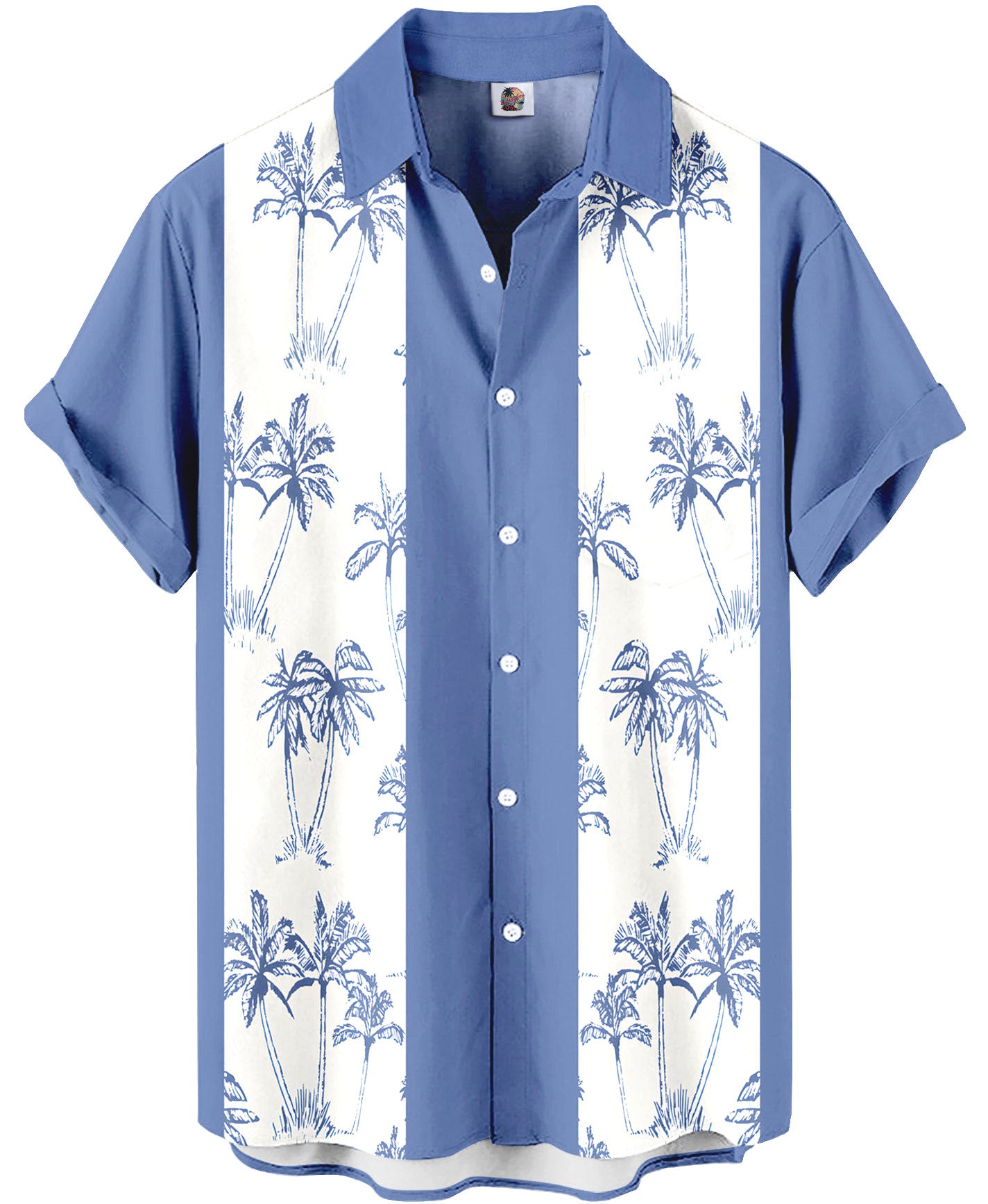 Palm Tree Hawaiian Shirt – Blue and White – Moonbestprint