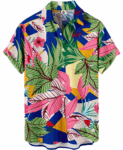 Tropical Leaf Hawaiian Shirt – Blue and Pink Floral – Moonbestprint