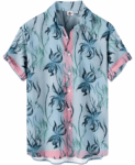Floral Print Blue Pink Pattern Casual Summer Wear Hawaiian Shirt – Moonbestprint