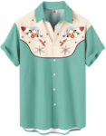 Retro Western Christmas Santa Mint Green Atomic Space Age Design Hawaiian Shirt – Moonbestprint