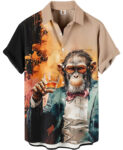 Summer Novelty Bowling Style Beige Black Hawaiian Shirt – Moonbestprint
