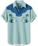 Tropical Print Palm Trees Mint Green Casual Beach Wear Hawaiian Shirt – Moonbestprint