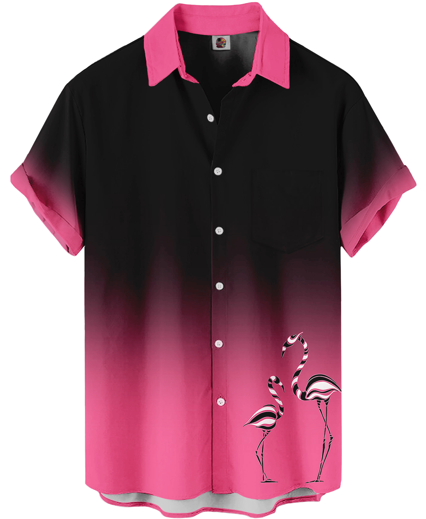 Black Pink Ombre Flamingo Print Casual Hawaiian Shirt – Moonbestprint