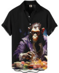 Poker Chimp Print Black Hawaiian Shirt – Moonbestprint