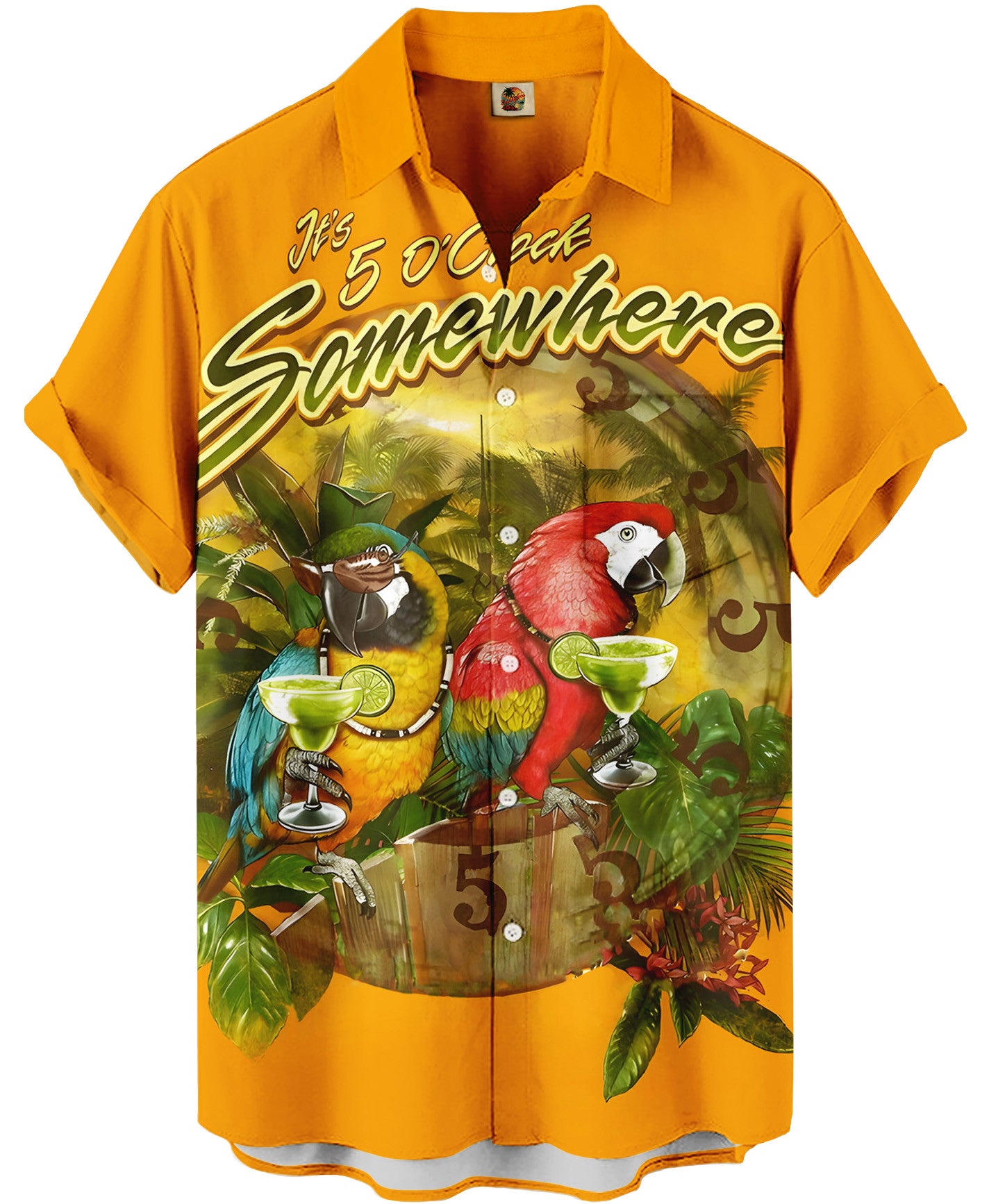 Orange Parrot Tropical Hawaiian Shirt – It’s 5 O’Clock Somewhere – Moonbestprint