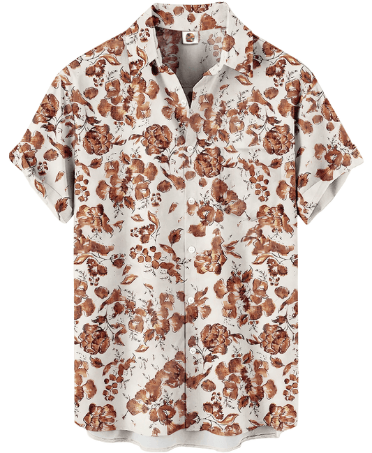 Floral Hawaiian Shirt – White and Coral Pink - Moonbestprint