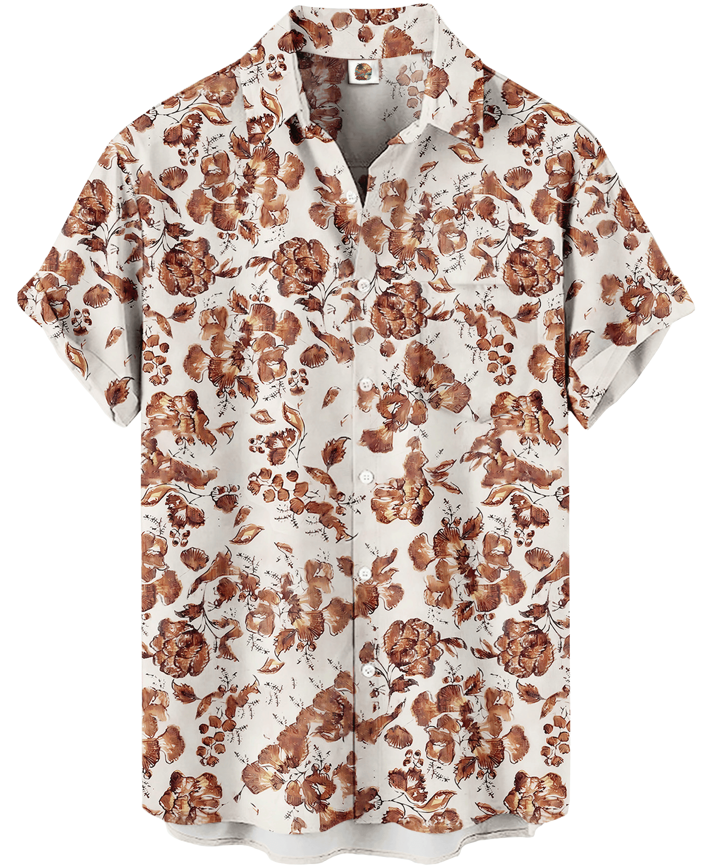 Floral Hawaiian Shirt – White and Coral Pink – Moonbestprint