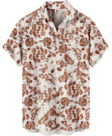 Floral Hawaiian Shirt – White and Coral Pink – Moonbestprint