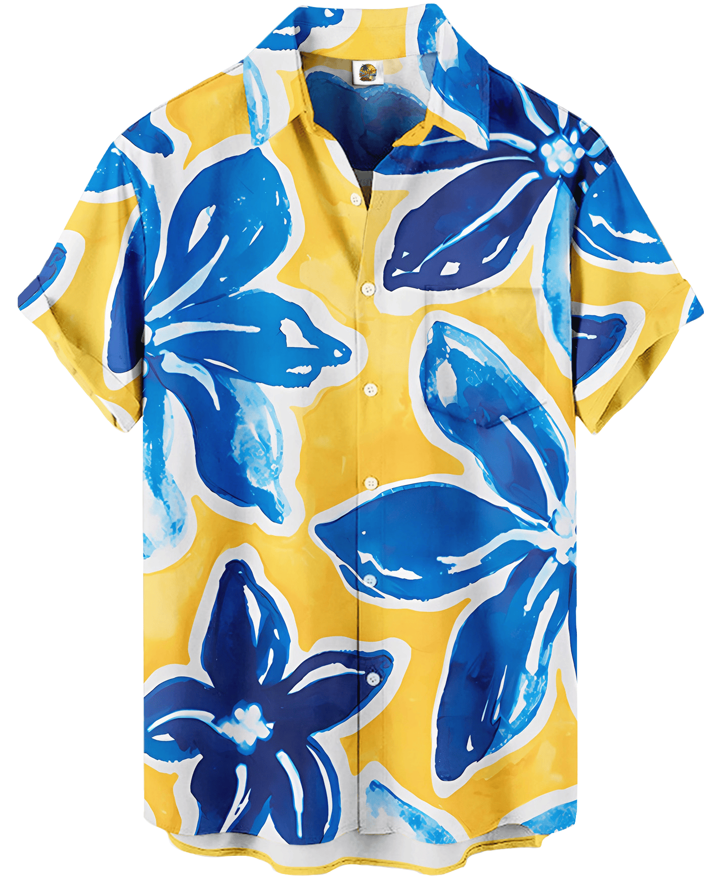 Blue and Yellow Floral Hawaiian Shirt – Tropical – Moonbestprint