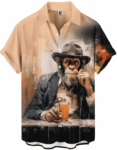 Chimpanzee Bar Hawaiian Shirt – Novelty Casual – Moonbestprint