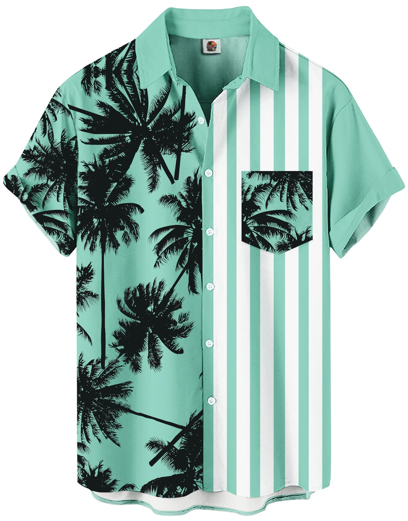 Mint Green Hawaiian Shirt – Palm Tree Print – Moonbestprint