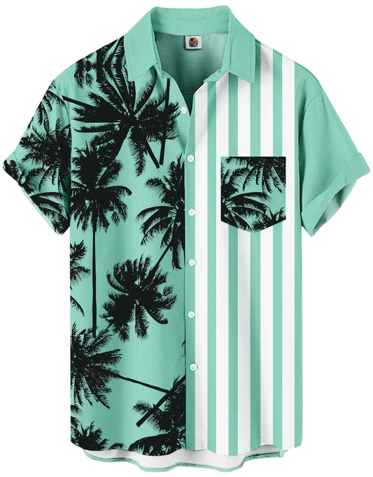 Mint Green Hawaiian Shirt – Palm Tree Print – Moonbestprint