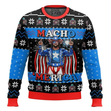 MACHO MERICA Macho Man Ugly Sweater – Moonbestprint