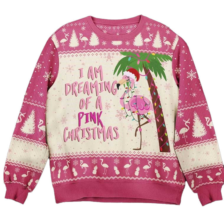 Flamingo I Am Dreaming Of A Pink Christmas Ugly Sweater – Moonbestprint