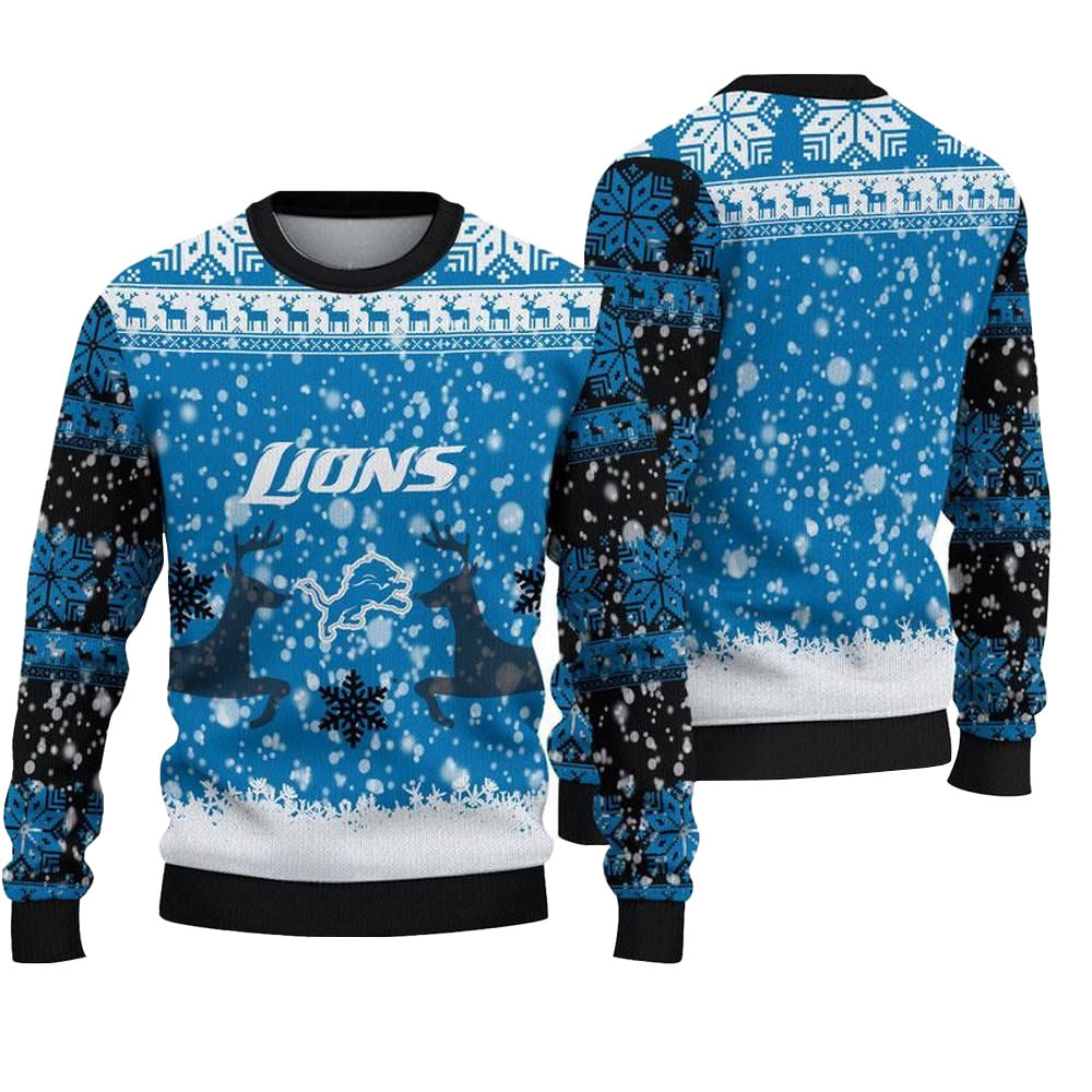 Detroit Lions Reindeer Football Ugly Christmas Sweater – Moonbestprint