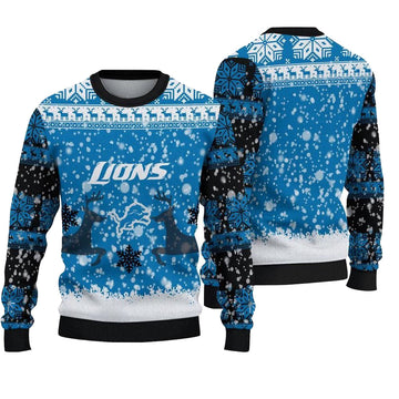 Detroit Lions Reindeer Football Ugly Christmas Sweater – Moonbestprint