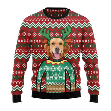 Golden Retriever Reindeer Ugly Christmas Sweater – Moonbestprint