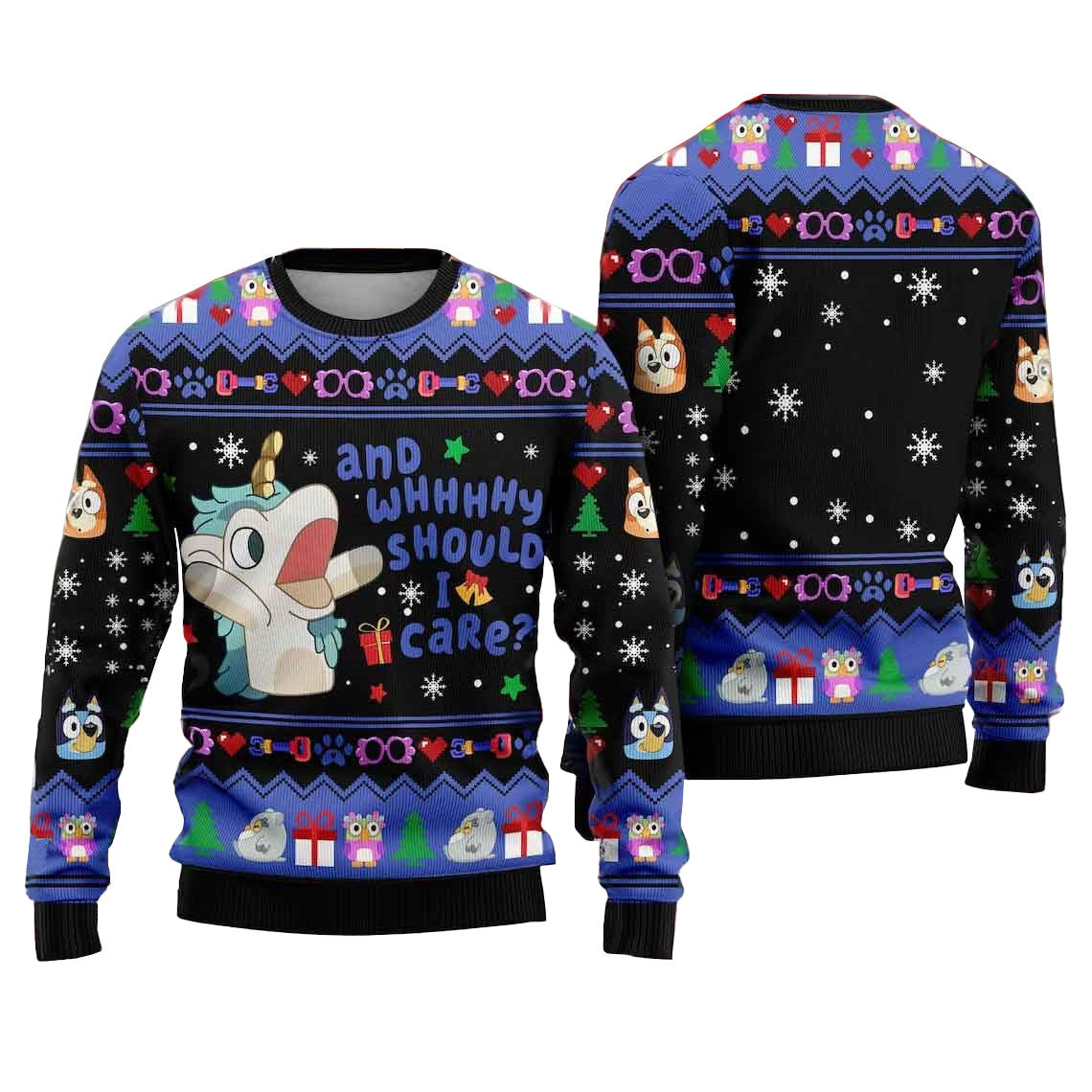 Bluey Unicorse Why Should I Care Ugly Christmas Sweater – Moonbestprint