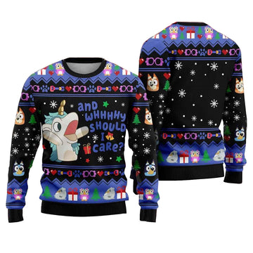 Bluey Unicorse Why Should I Care Ugly Christmas Sweater – Moonbestprint