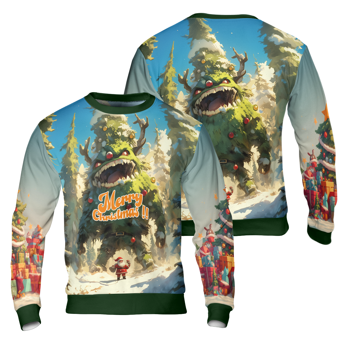 Christmas Tree Monster Ugly Sweater, Santa Merry Christmas Sweater – Moonbestprint