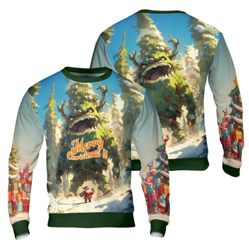 Christmas Tree Monster Ugly Sweater, Santa Merry Christmas Sweater – Moonbestprint