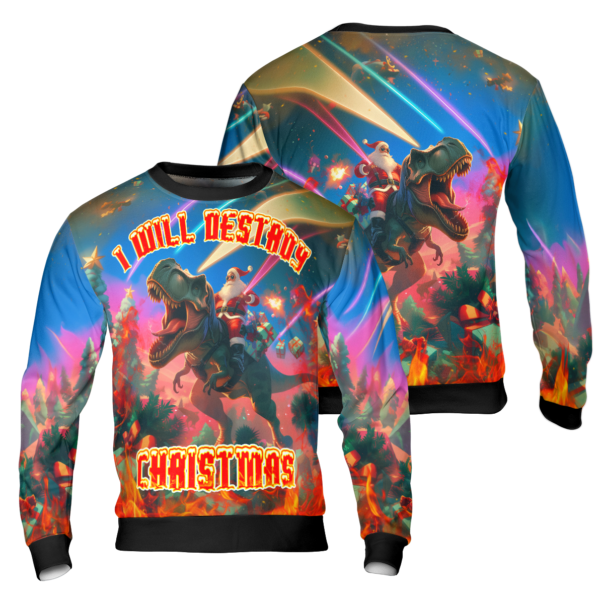 I Will Destroy Christmas Sweater, Santa Ugly Christmas Sweater – Moonbestprint