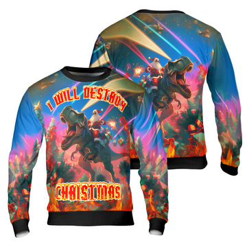 I Will Destroy Christmas Sweater, Santa Ugly Christmas Sweater – Moonbestprint