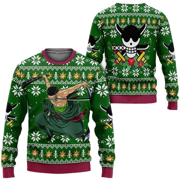 Zoro Anime Xmas Gift One Piece Ugly Sweater – Moonbestprint