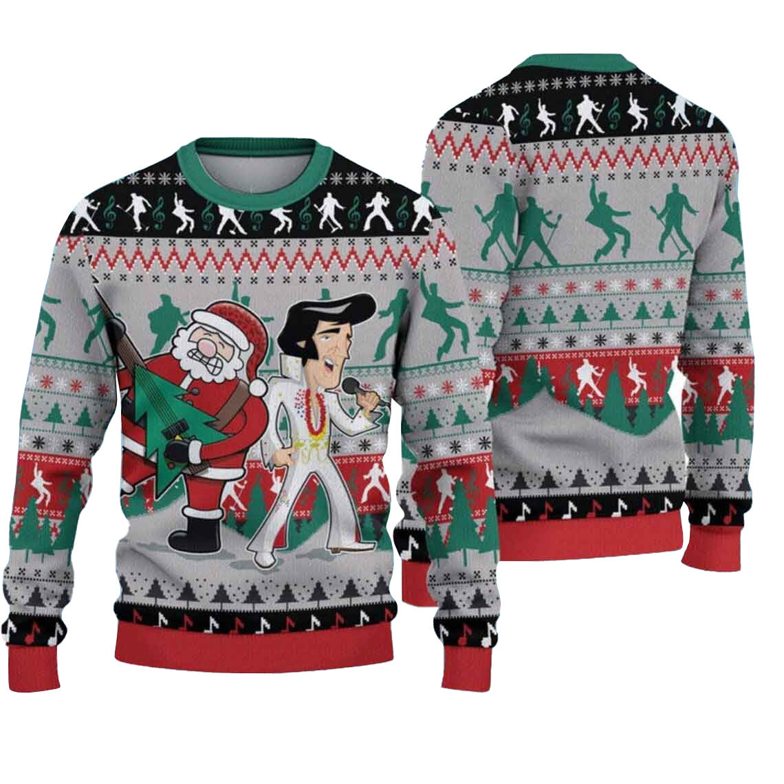 Elvis Presley With Santa Christmas Ugly Sweater – Moonbestprint