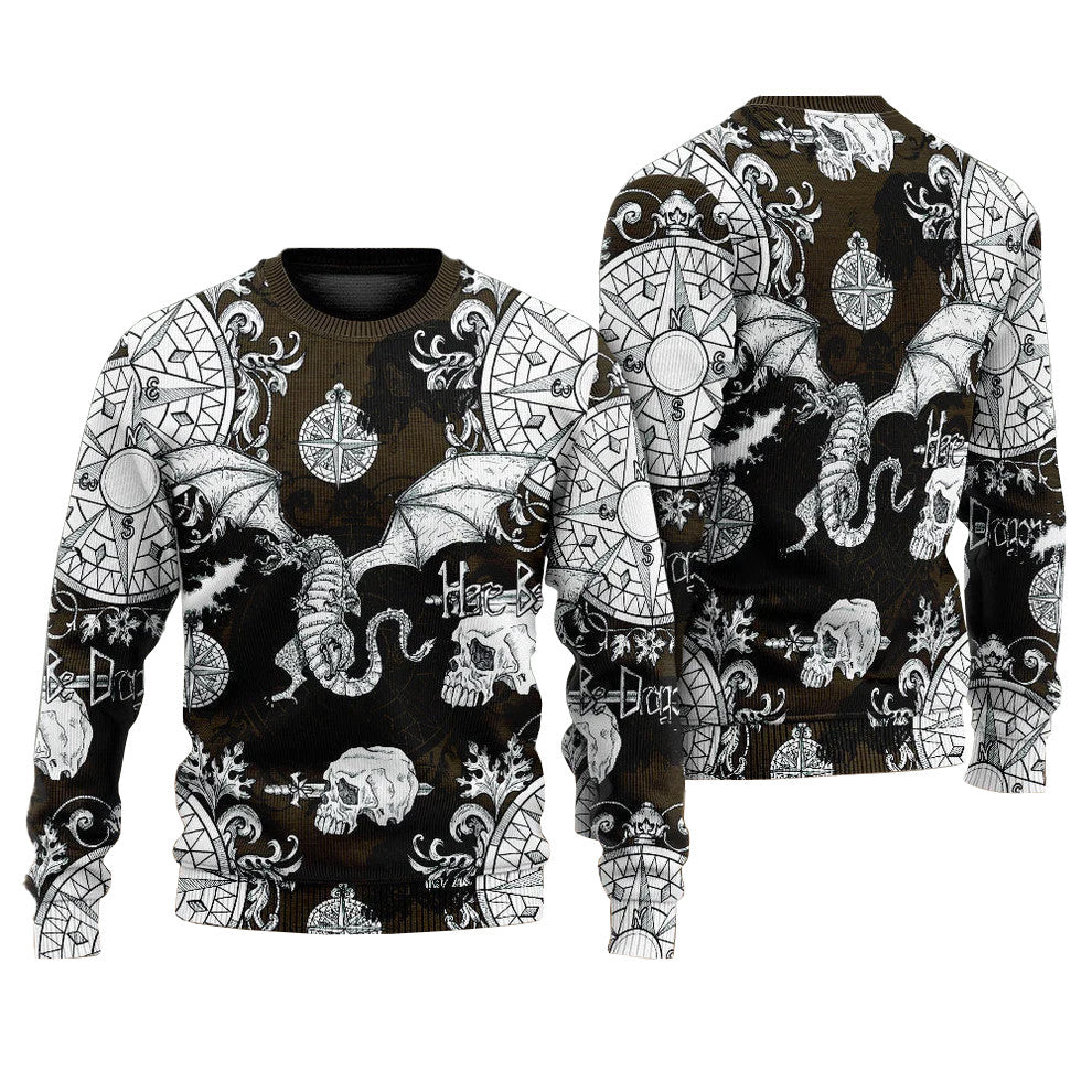 Dragon Flying With Skull Gothic Style Ugly Christmas Sweater – Moonbestprint